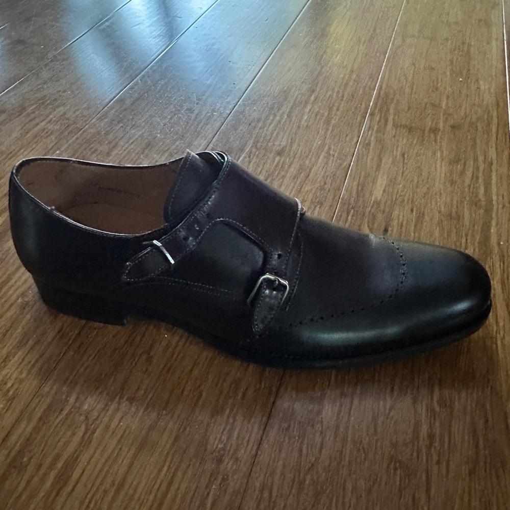 Mezlan Oxblood Leather Monk Strap Oxfords